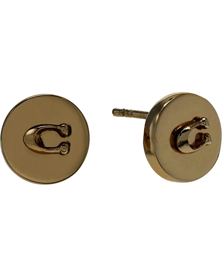 COACH Metal Logo Round Stud Earrings 3 COACH Metal Logo Round Stud Earrings