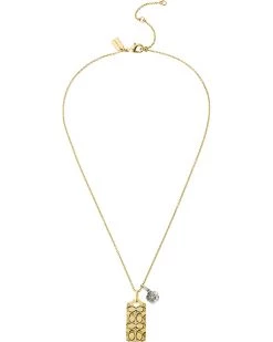 COACH Quilted C Tag Pendant Necklace | Necklaces