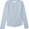abercrombie kids Bib Long Sleeve Curve Hem Crew - Solid (Little Kids/Big Kids) | Shirts & Tops