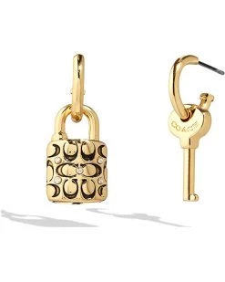 COACH Quilted Padlock Huggie Earrings