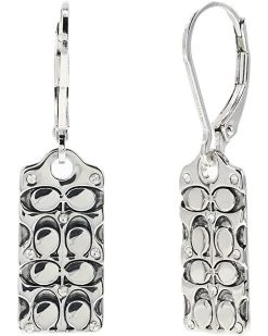 COACH Quilted C Tag Drop Earrings