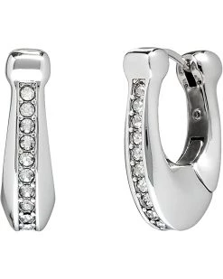 COACH Signature Pave Hoop Earrings