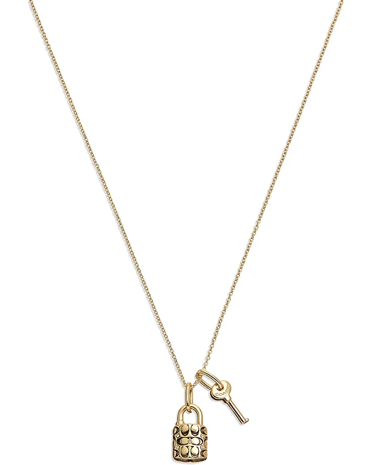 COACH Quilted Padlock & Key Necklace | Necklaces 3 COACH Quilted Padlock & Key Necklace | Necklaces