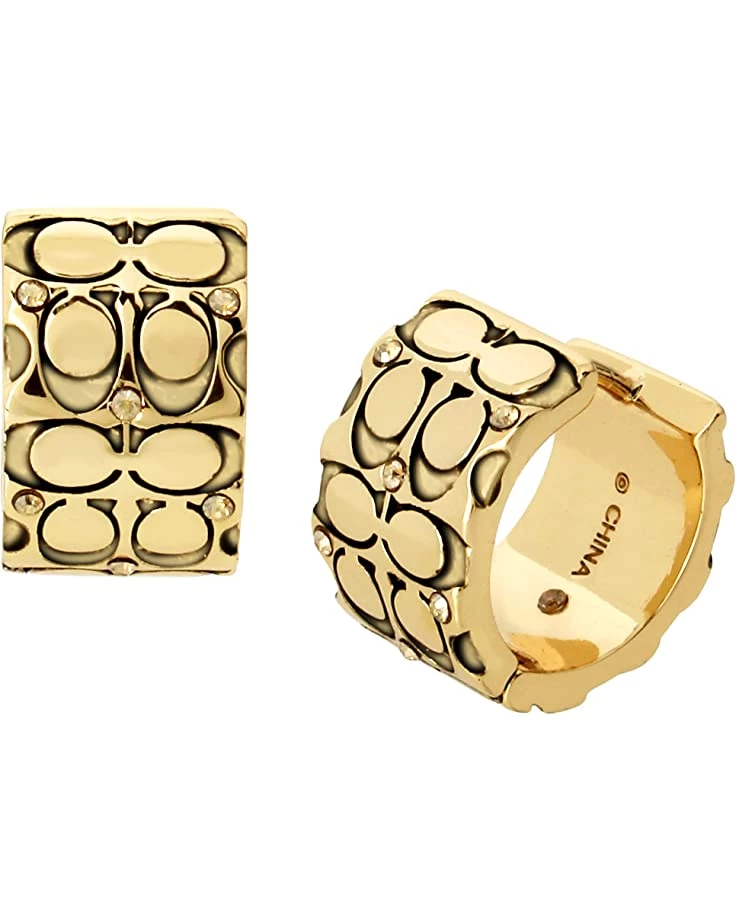 COACH Quilted C Huggie Earrings 3 COACH Quilted C Huggie Earrings