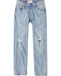 abercrombie kids Straight Leg Paint Splatter in Light Blue (Little Kids/Big Kids) | Jeans
