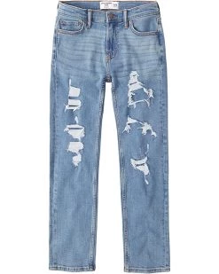 abercrombie kids Straight Light Shred Jeans (Little Kids/Big Kids)