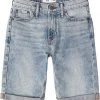 abercrombie kids Light Wash Destroy Denim Shorts (Little Kids/Big Kids)